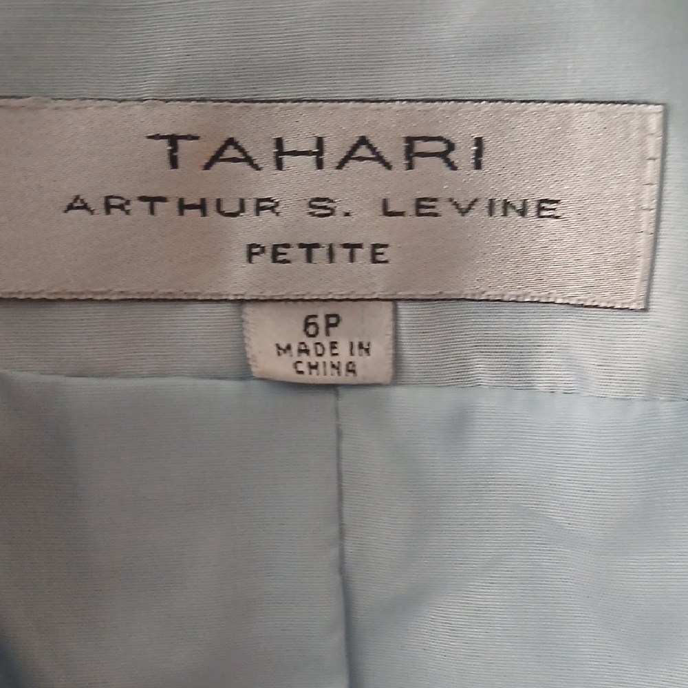 Tahari Pale Blue Silk Skirt Suit Size 6P - Picture 7 of 11